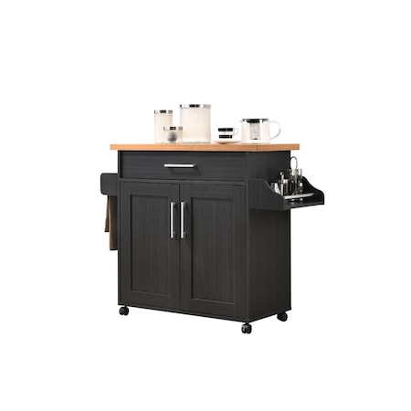 Made-To-Order 35.2 x 15.5 x 35.5-44.9 in. Kitchen Island with Spice Rack Plus Towel Holder, Black & Beech MA2584708